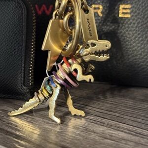 ❌❌SOLD❌❌Coach Rexy Bag Charm Key Fob *Rare*Gold Multicolor Glitter Metallic NWT